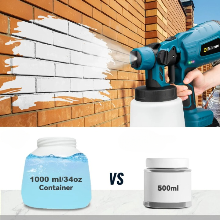 Elektrisk HVLP Färgspruta – 1000ML, Sladdlös, Hög Effekt